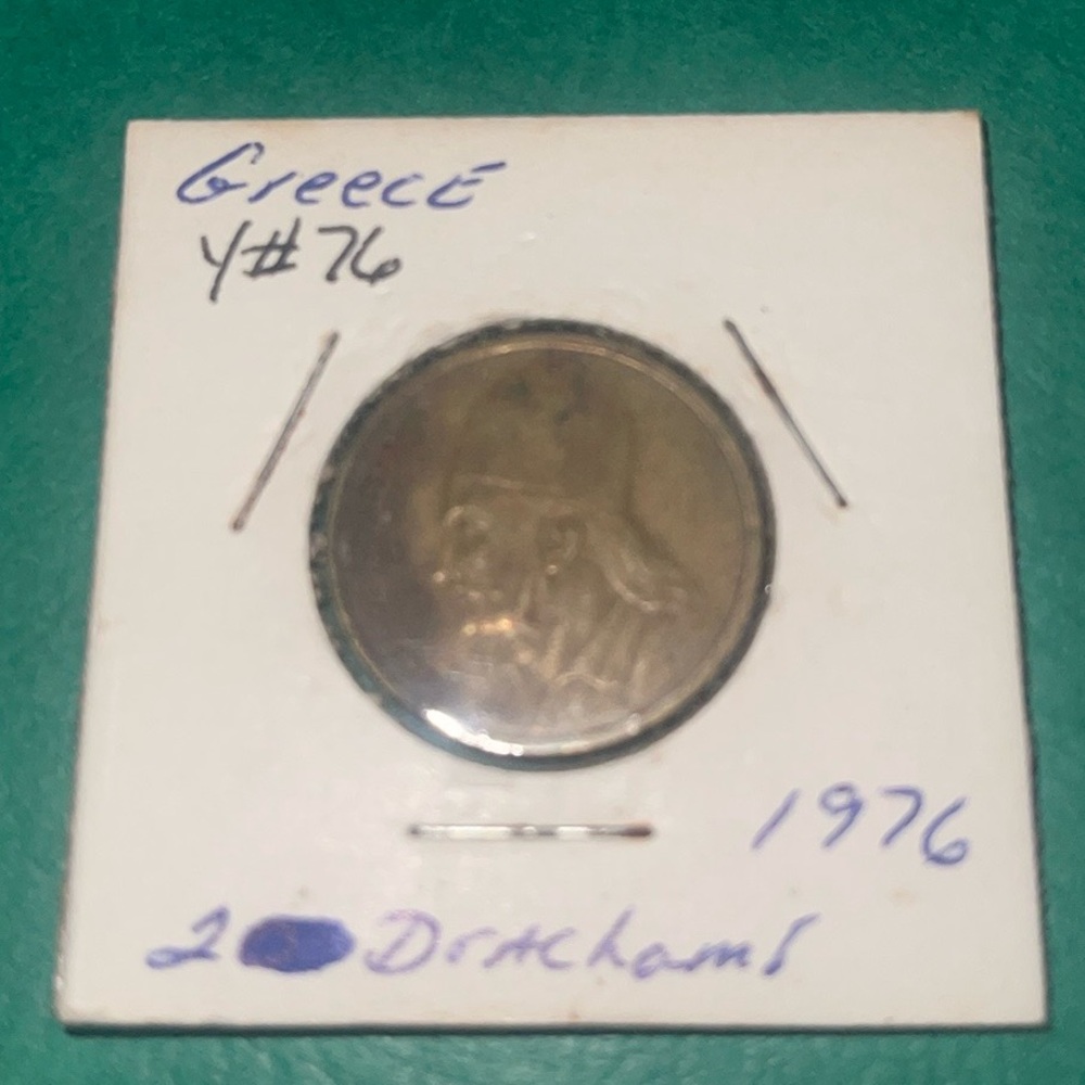 Greece 1976 2 Drachmas Coin VG Y#76